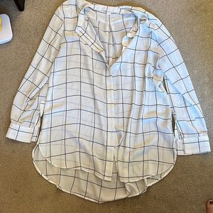 Grid pattern long sleeve mesh shirt
